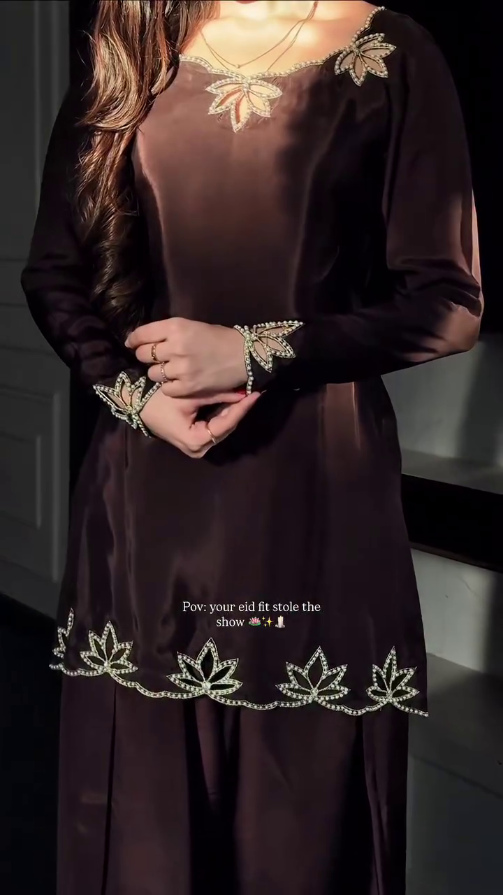 π€ Brown Natural Crepe Embroidery Work Salwar Suit β Timeless Elegance in Every Thread π€ - Image 2