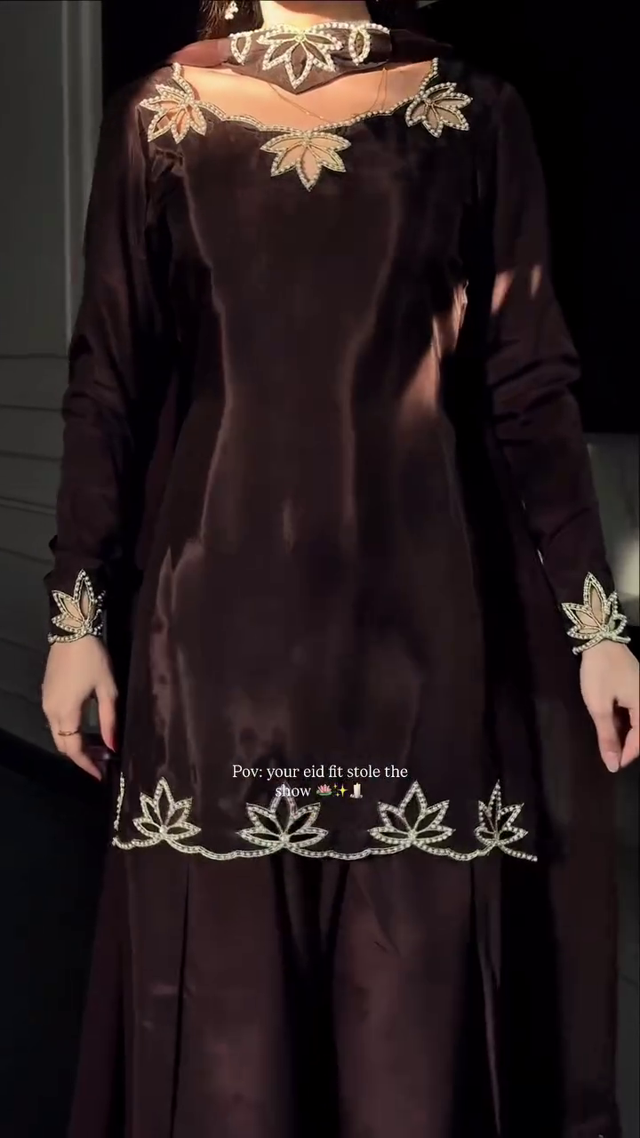 π€ Brown Natural Crepe Embroidery Work Salwar Suit β Timeless Elegance in Every Thread π€ - Image 7