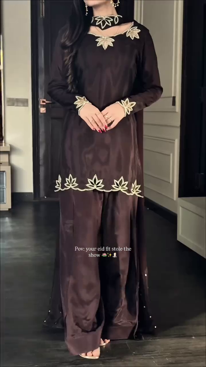 π€ Brown Natural Crepe Embroidery Work Salwar Suit β Timeless Elegance in Every Thread π€ - Image 5