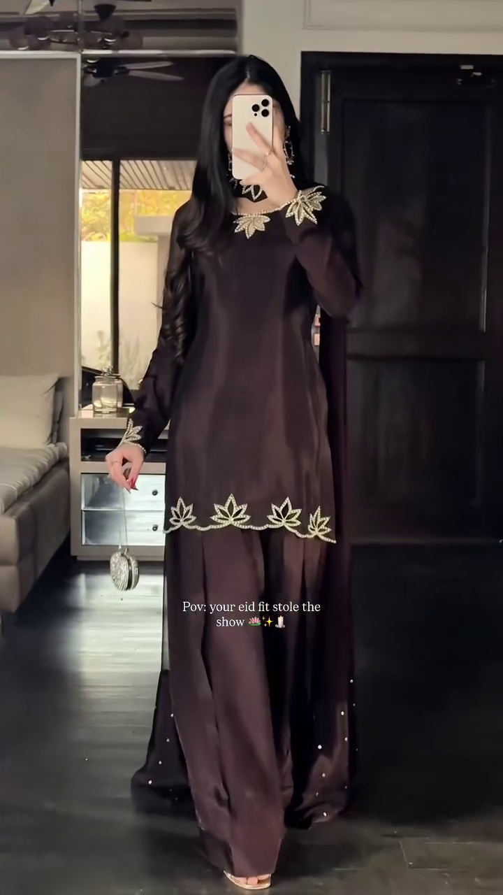 π€ Brown Natural Crepe Embroidery Work Salwar Suit β Timeless Elegance in Every Thread π€ - Image 3