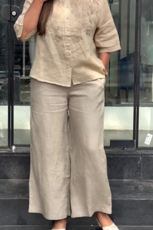 ๐ธ Embroidery Shirts for Women โ Cotton Linen Button-Down Casual Short Sleeve Tops
