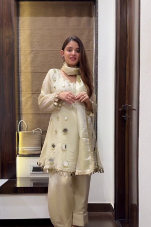 β¨ Boho Farsi Mirror Work Tissue Shimmer Suit β Sparkle in Elegance β¨