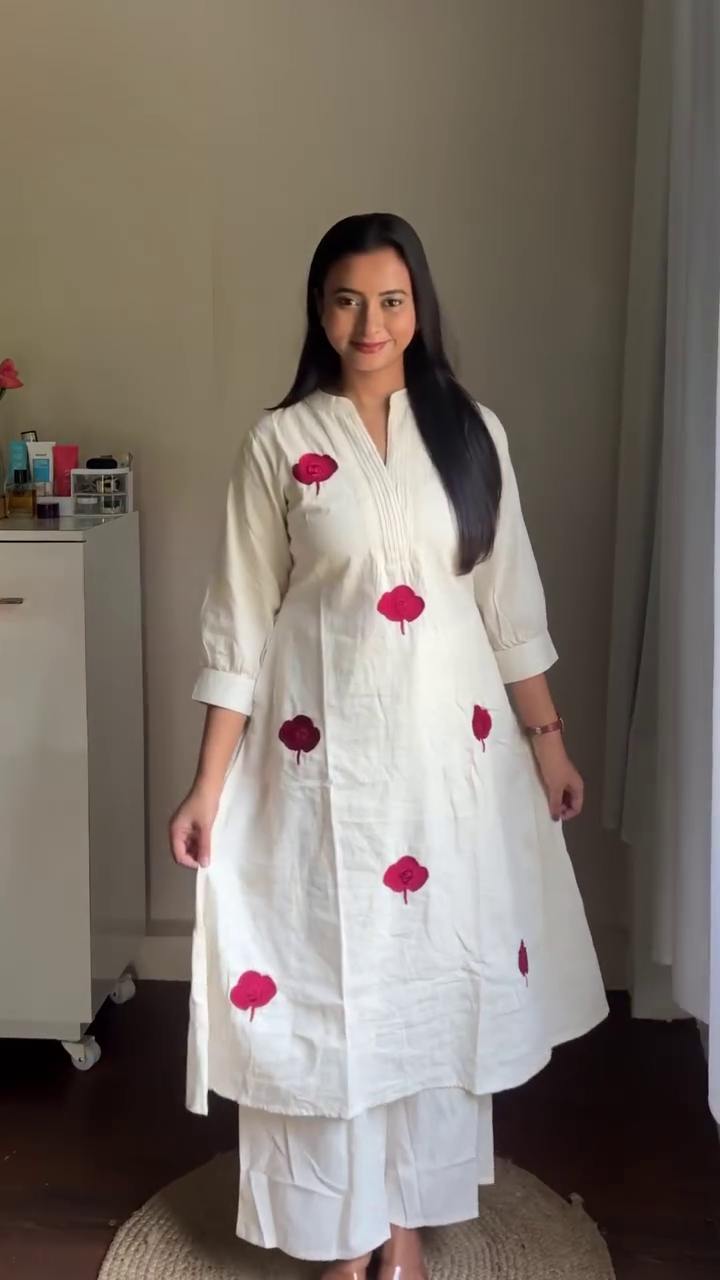 🤎 Elegant Tradition: Brown Embroidered Kurta Co-Ord Set - Image 3