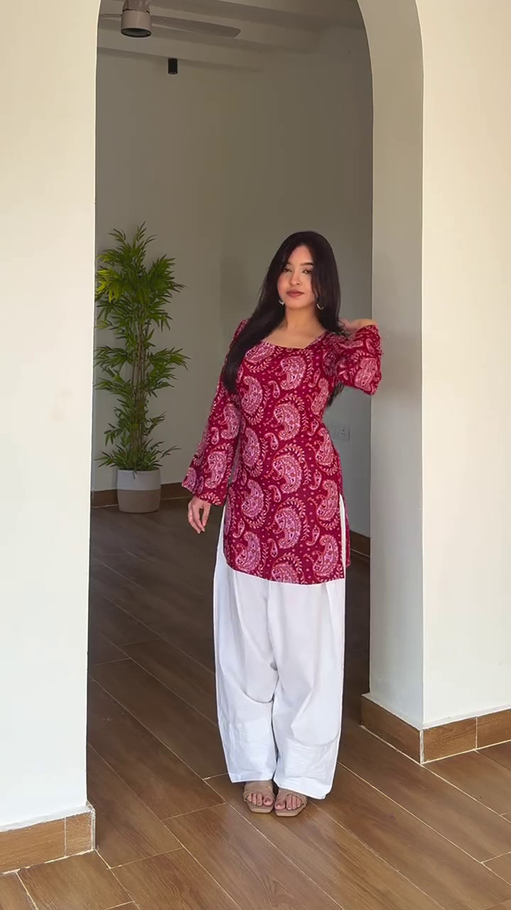 πΈ Playful Elegance: Printed Flared Sleeve Kurti