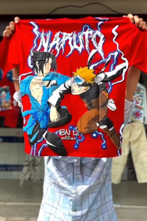 Epic Showdown: “Naruto vs Sasuke” Anime Drop-Shoulder T-Shirt 🍥⚡