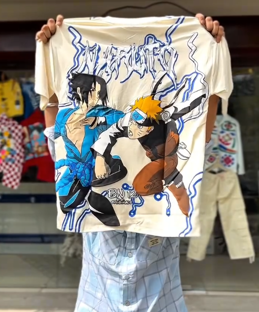 Epic Showdown: “Naruto vs Sasuke” Anime Drop-Shoulder T-Shirt 🍥⚡ - Image 2