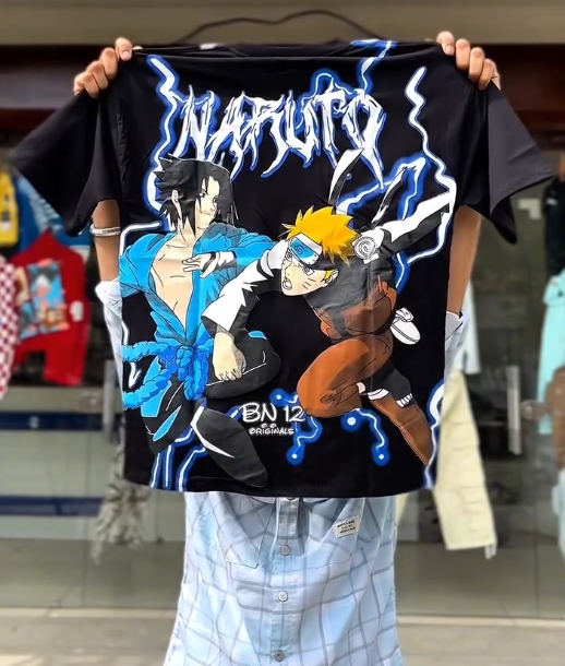 Epic Showdown: “Naruto vs Sasuke” Anime Drop-Shoulder T-Shirt 🍥⚡ - Image 3