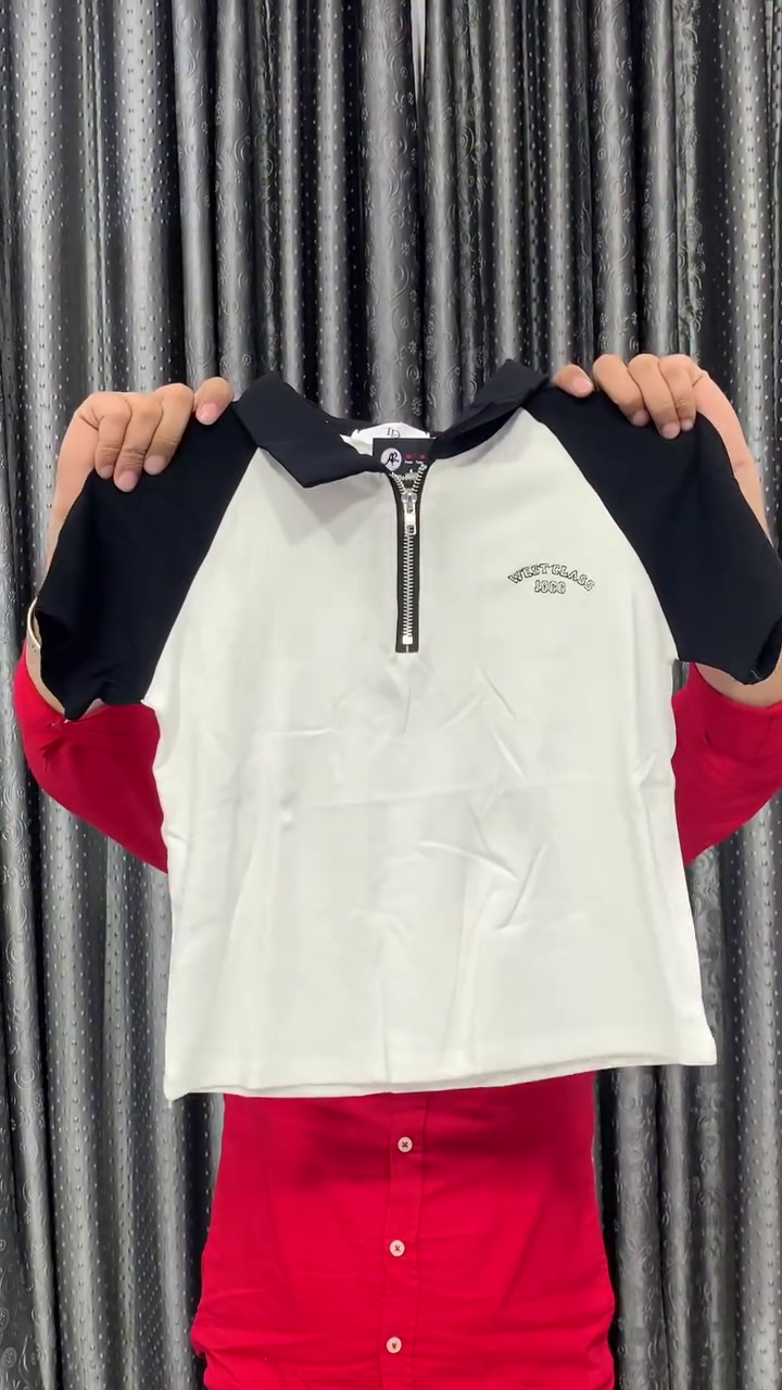 Chic Contrast Cropped Polo T-Shirt with Front Zipper β Sporty Meets Street-Style Elegance β‘π€π€