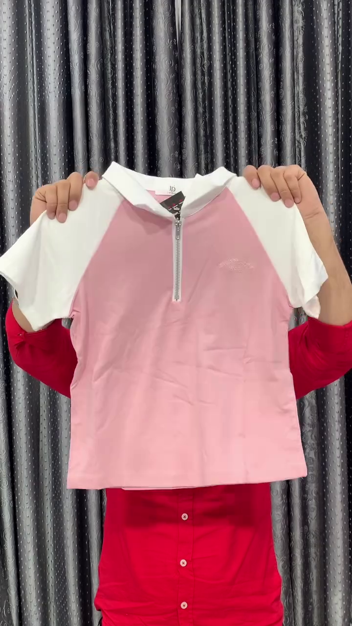 Chic Contrast Cropped Polo T-Shirt with Front Zipper β Sporty Meets Street-Style Elegance β‘π€π€ - Image 4