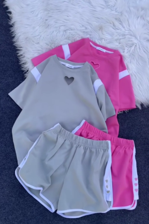 Adorable Two-Piece Childrenβs Lounge Set β Heart Cutout T-Shirt with Matching Shorts πππ©³