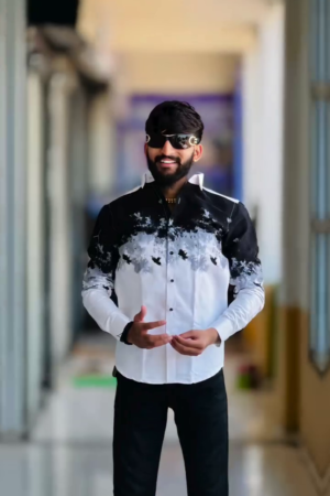 Bold & Stylish: Black & White Printed Full-Sleeve Party Shirt 🖤🤍