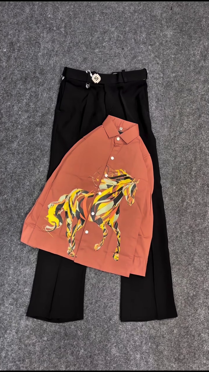 Trendy Korean-Style Combo: Printed Shirt with Relaxed Pants 🇰🇷👕👖 - Image 2