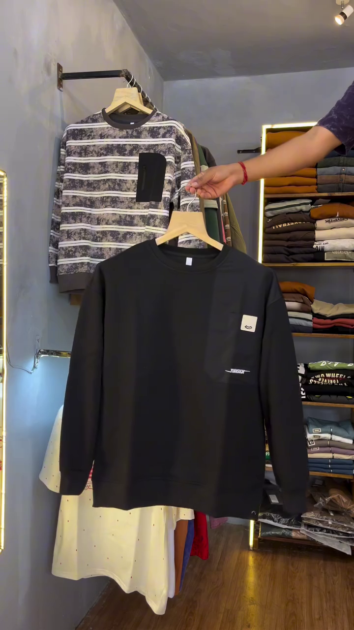 Vibrant Casual: Menβs Green Polo Sweatshirt with Orange Patch ππ - Image 3