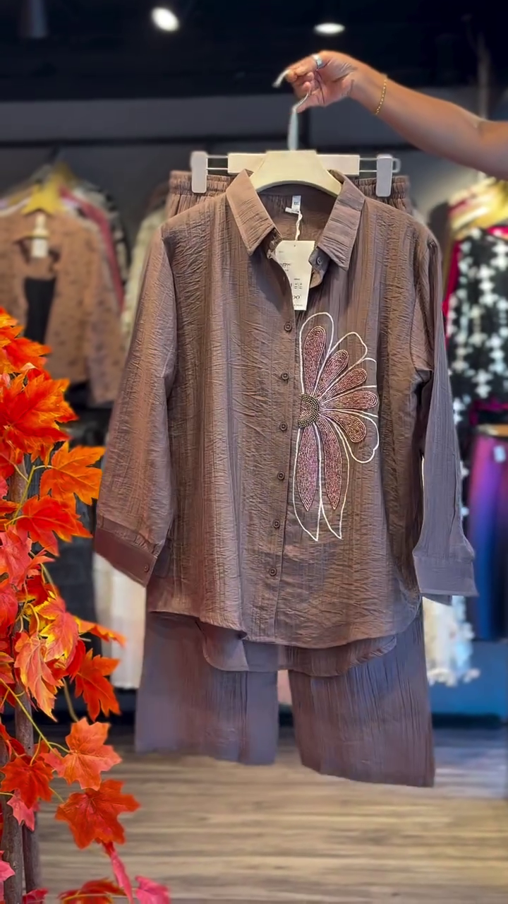 Elegant & Effortless: Brown Embroidered Co-Ord Set 🤎✨