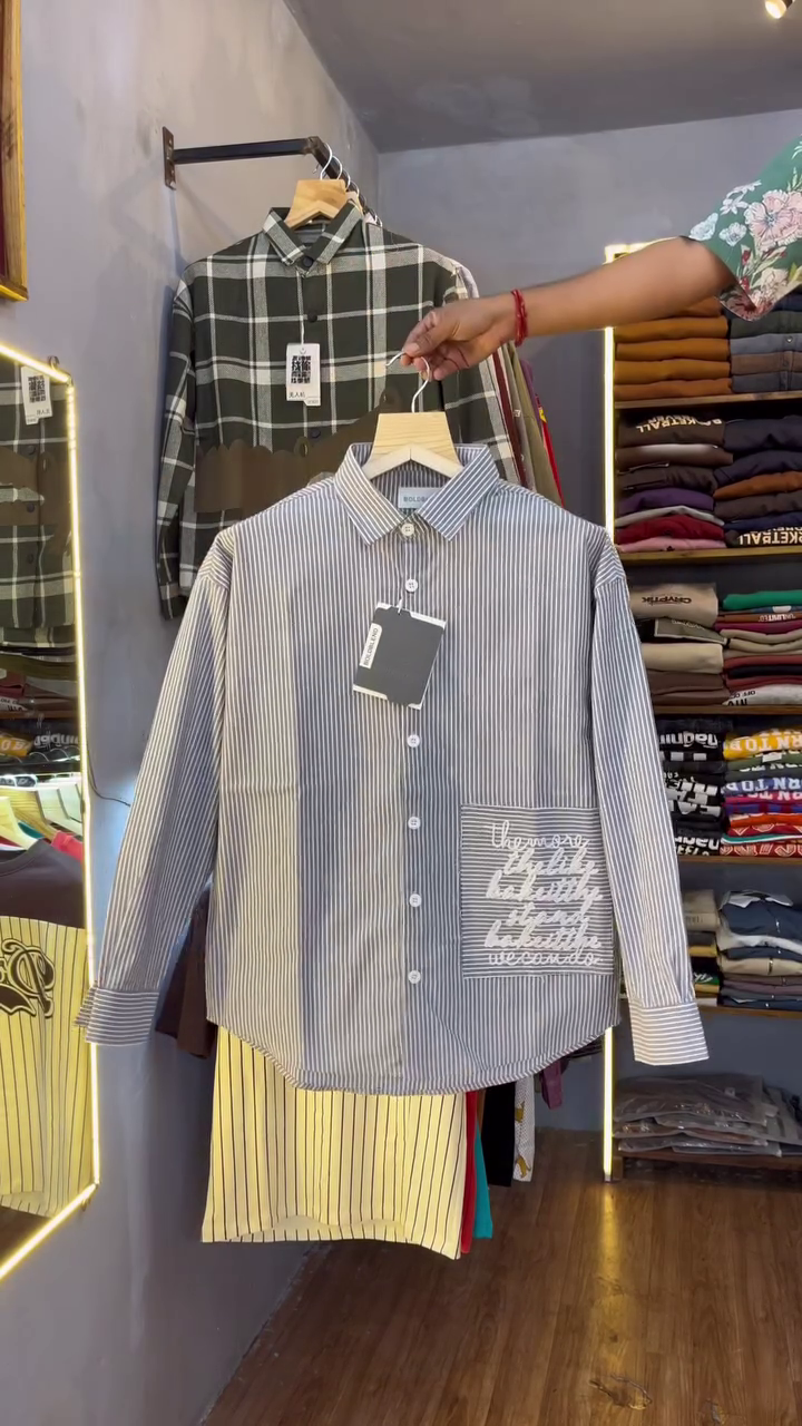 Trendy & Bold: Men's Checked Casual Shirt with Graphic Text π€π - Image 4