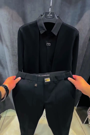 Premium Black Men’s Co-ord Set – Luxury Formal Shirt and Trouser Combo