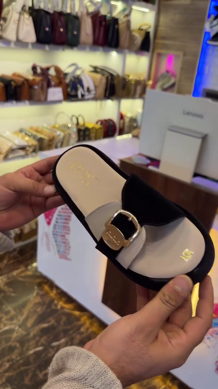 Premium Stylish Slides – Trendy Black & Mustard Comfort Slippers with Gold Buckle - Image 5